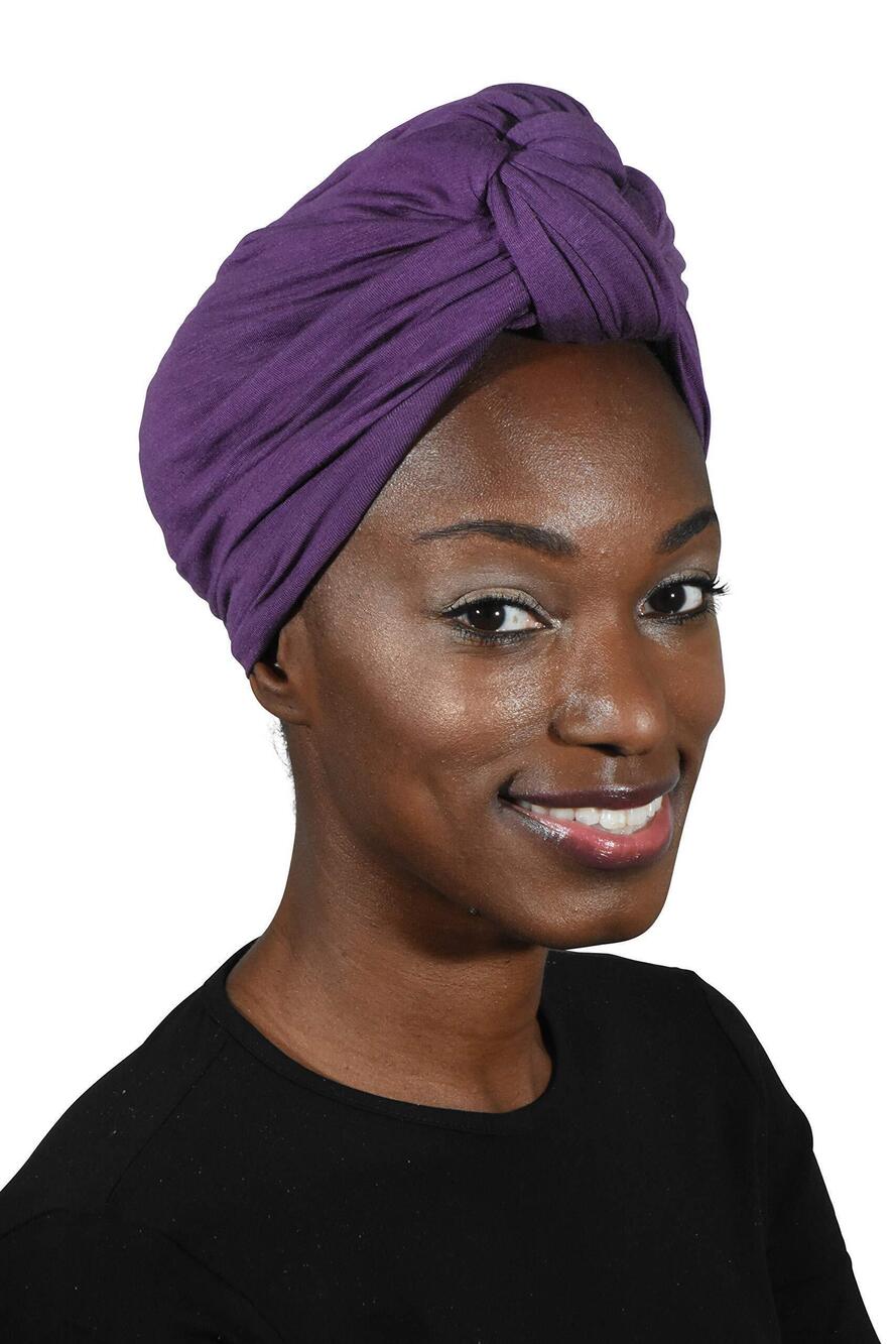 9618 Purple Turbans with Twist/Knot Front